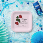 Happy add date Anniversary Rote Rose Pappteller (Party)