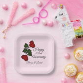 Happy add date Anniversary Rote Rose Pappteller (Party)