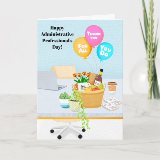 Happy Administrative Professionals Day with Gift  Karte (Vorderseite)