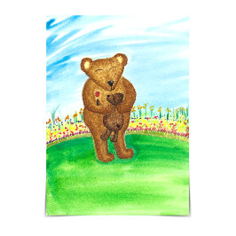 "Happy Adoption Day" Bears in Summer Garden Card Karte