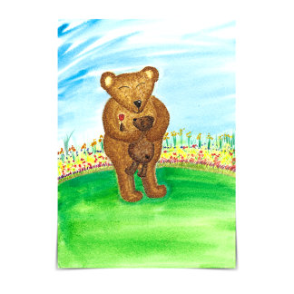 "Happy Adoption Day" Bears in Summer Garden Card Karte
