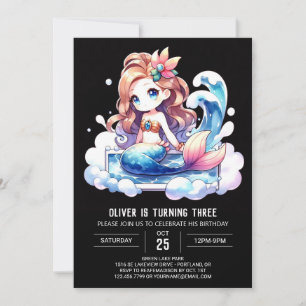 Happy Adorable Mermaid Birthday Einladung