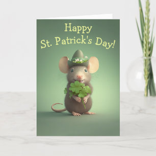 Happy Adorable Mouse St. Patrick's Day Feiertagskarte