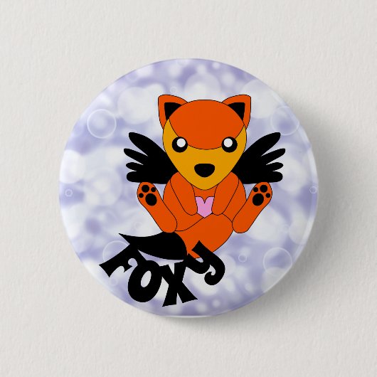 Happy Adorable Sweet Foxy Wing Abzeichen Button (Vorderseite)