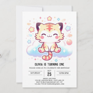 Happy Adorable Tiger 1. Geburtstag Einladung