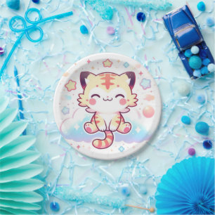 Happy Adorable Tiger Baby Dusche Pappteller