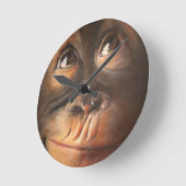 Happy Affe Lächeln Öl Malerei Orangutan Runde Wanduhr (Winkel)