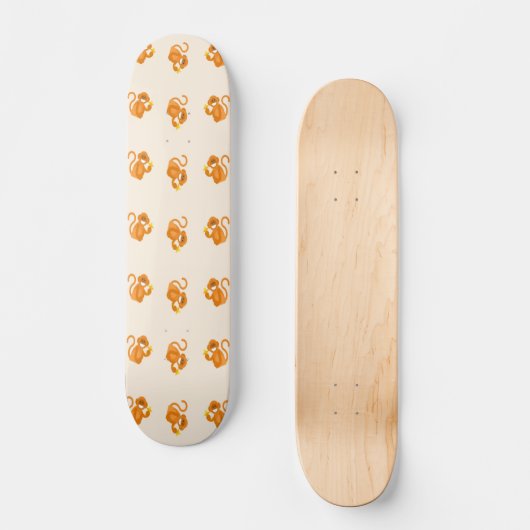Happy Affen essen ein Bananenmuster Skateboard (Vorderseite)