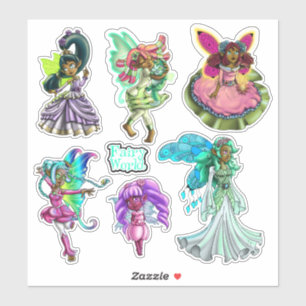 Happy African American Fairies - Cut Vinyl Sticker