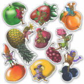 Happy African American Fairies Frucht Aufkleber (Vorderseite)