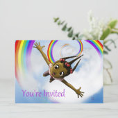 Happy African American Girl Birthday Party Einladung (Stehend Vorderseite)