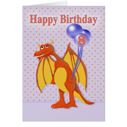 Happy Aight Birthday, Niedlicher Cartoon Dragon (Vorne)