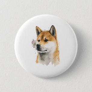 Happy Akita Dog Button
