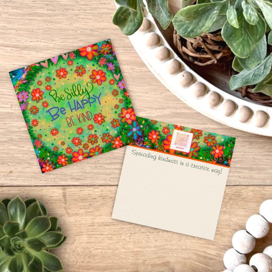 Happy Albern Kind Fun Green Niedlich Kindness Card Quadratische Visitenkarte