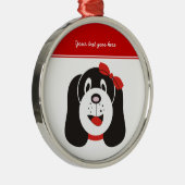 Happy alberne Welpendekoration Silbernes Ornament (Rechts)