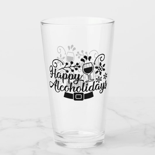 Happy Alcoholidays | Funny Christmas Drinks Spaß Glas (Rückseite)