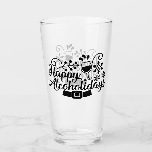 Happy Alcoholidays | Funny Christmas Drinks Spaß Glas (Vorderseite)
