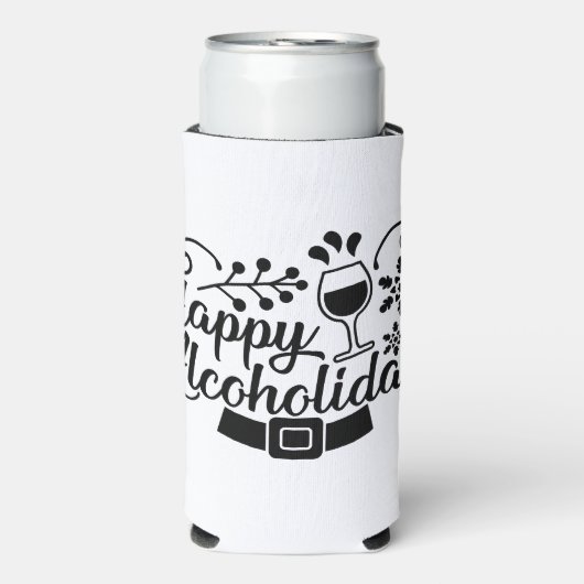 Happy Alcoholidays | Funny Christmas Drinks Spaß Selters Dosenkühler (Seltzer Vorderseite)