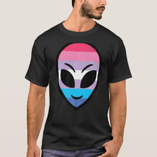 Happy Alien Bigender Flag T-Shirt (Vorderseite)