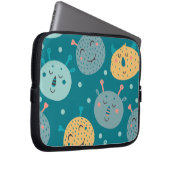 Happy Alien Faces Aquamarin Laptopschutzhülle (Vorne Rechts)