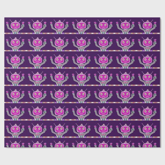 Happy Alien Robot Geschenkpapier (Flach)