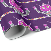 Happy Alien Robot Geschenkpapier (Rolleneckpunkt)