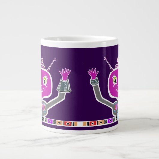 Happy Alien Robot Jumbo-Tasse (Vorderseite)