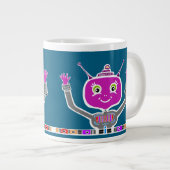 Happy Alien Robot Jumbo-Tasse (Vorderseite Rechts)
