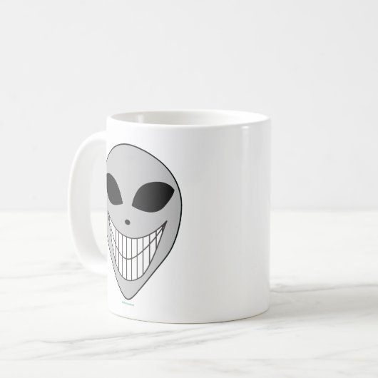 Happy Alien Smile Teeth Kosmische Science Fiction Kaffeetasse (Vorderseite Links)