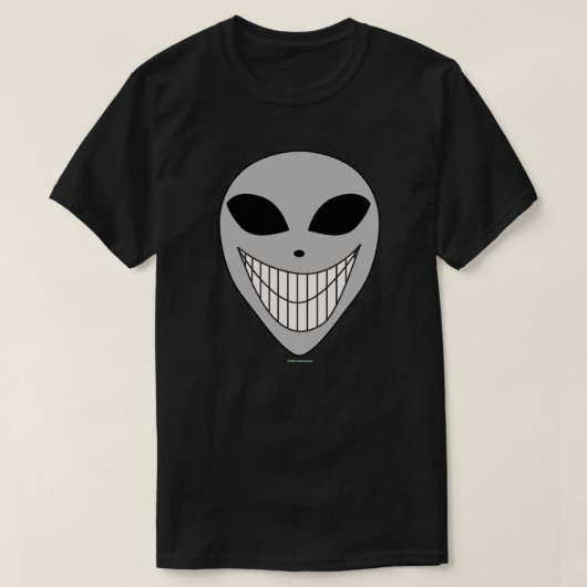 Happy Alien Smile Teeth Kosmische Science Fiction T-Shirt (Design vorne)