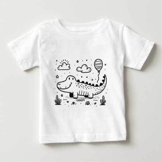 Happy Alligator mit Balloon - Niedliches Kinderzim Baby T-shirt (Vorderseite)