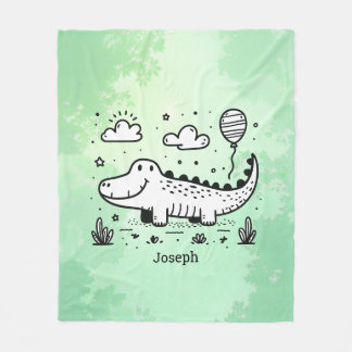 Happy Alligator mit Balloon - Niedliches Kinderzim Fleecedecke