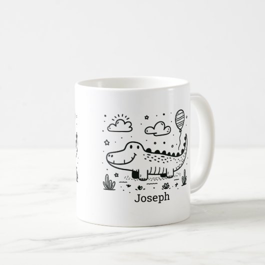Happy Alligator mit Balloon - Niedliches Kinderzim Kaffeetasse (VorderseiteRechts)