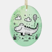 Happy Alligator mit Balloon - Niedliches Kinderzim Keramik Ornament (Rechts)