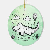 Happy Alligator mit Balloon - Niedliches Kinderzim Keramik Ornament (Links)