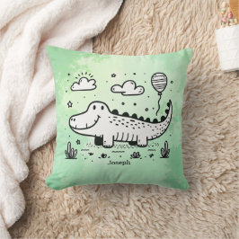 Happy Alligator mit Balloon - Niedliches Kinderzim Kissen