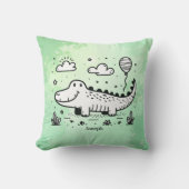 Happy Alligator mit Balloon - Niedliches Kinderzim Kissen (Vorderseite)