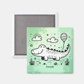 Happy Alligator mit Balloon - Niedliches Kinderzim Magnet (Vorderseite/Rückseite)