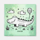 Happy Alligator mit Balloon - Niedliches Kinderzim Magnet (Vorne)