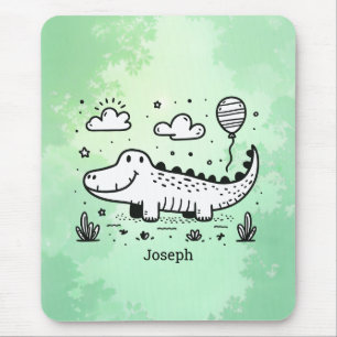 Happy Alligator mit Balloon - Niedliches Kinderzim Mousepad