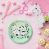 Happy Alligator mit Balloon - Niedliches Kinderzim Pappteller (Party)