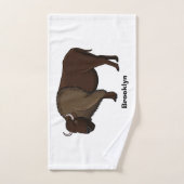 Happy American Bison Buffalo Illustration Badhandtuch Set (Handtuch)