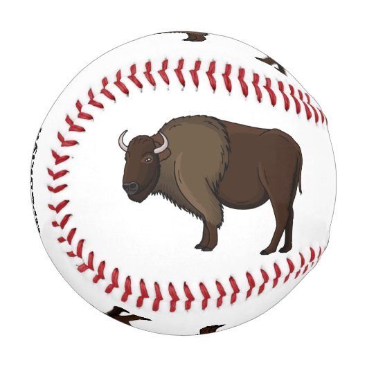 Happy American Bison Buffalo Illustration Baseball (Vorderseite Links)