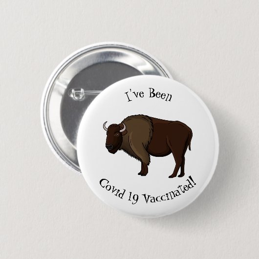 Happy American Bison Buffalo Illustration Button (Vorne & Hinten)