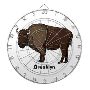 Happy American Bison Buffalo Illustration Dartscheibe