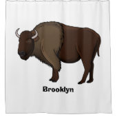 Happy American Bison Buffalo Illustration Duschvorhang (Vorderseite)