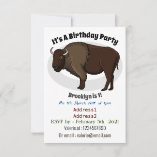 Happy American Bison Buffalo Illustration Einladung