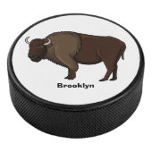 Happy American Bison Buffalo Illustration Eishockey Puck (3/4)