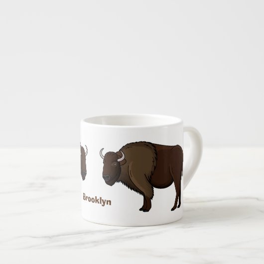 Happy American Bison Buffalo Illustration Espressotasse (Vorderseite Rechts)