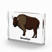 Happy American Bison Buffalo Illustration Fotoblock (Rechts)